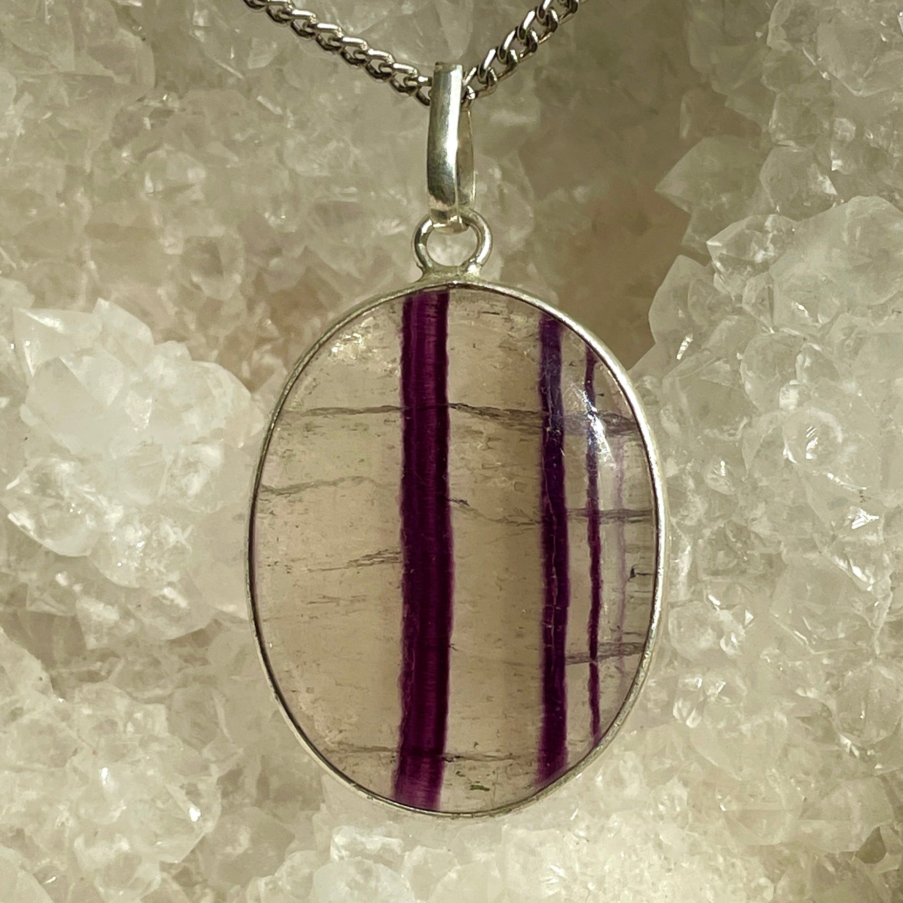 Fluorite Silver Pendant Large - SP82 Fluorite Silver Pendant Large - SP82
